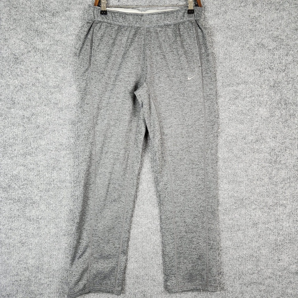 Nike Therma-FIT Training Pants Mens Gray Fleece Lined Zippered Leg Medium